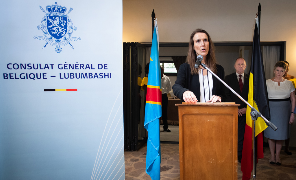 Premierministerin Sophie Wilmès bei der Wiedereröffnung des Generalkonsulats in Lubumbashi (Bild: Benoit Doppagne/Belga)