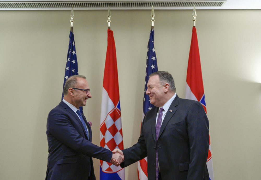 Der kroatische Außenminister Gordan Grlic-Radman und US-Außenminister Mike Pompeo in München (Bild: Andrew Caballero-Reynolds/AFP)