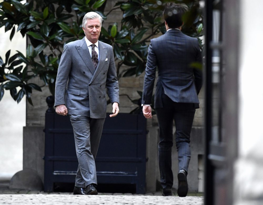 König Philippe mit MR-Präsident Georges-Louis Bouchez (Bild: Eric Lalmand/Belga)