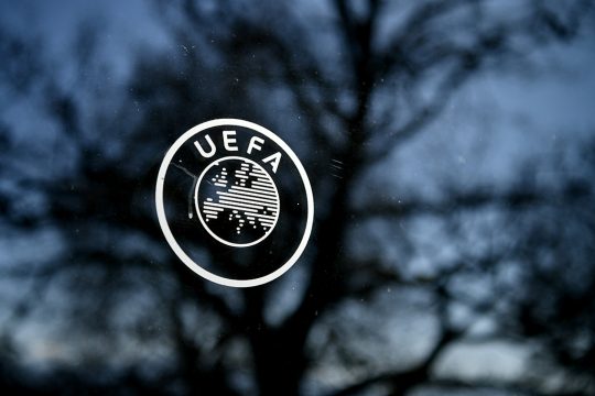 Logo der UEFA am Hauptsitz in Nyon am 28, Febraur 2020 (Bild: Fabrice Coffrini/AFP)