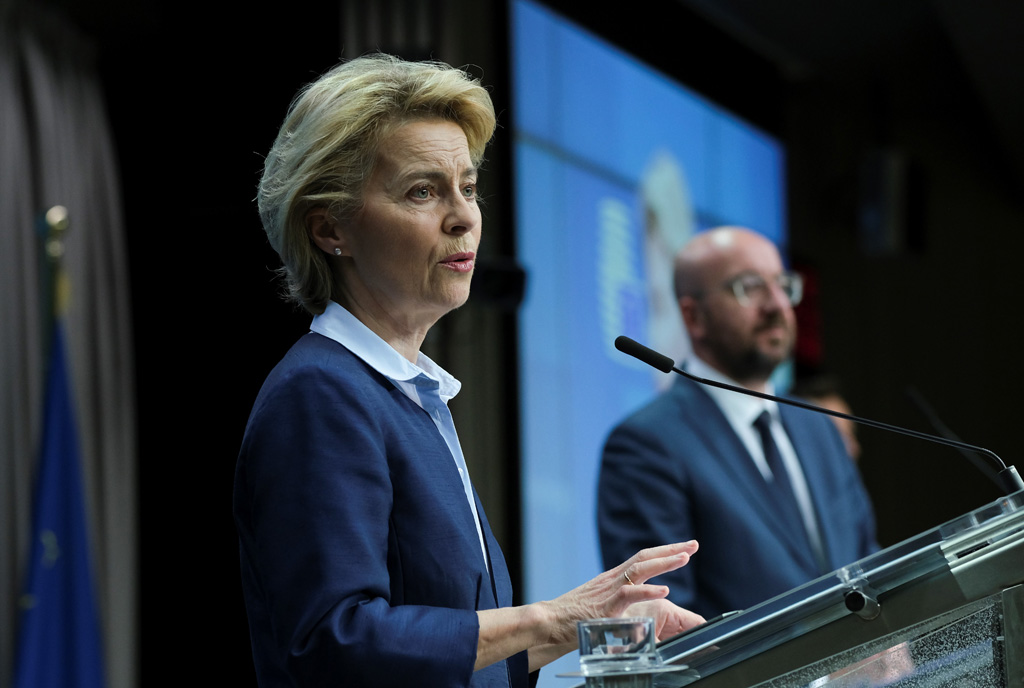 EU-Kommissionspräsidentin Ursula Von Der Leyen und EU-Ratspräsident Charles Michel nach dem Videogipfel