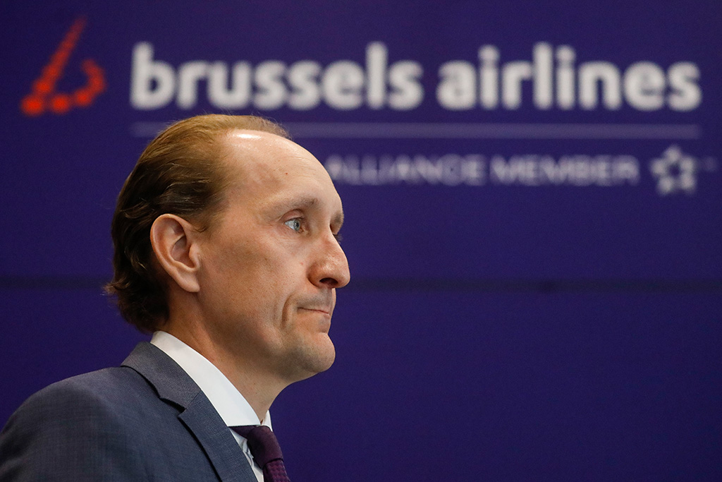 Geschäftsführer Dieter Vranckx nach der außerordentlichen Sitzung des Betriebsrates von Brussels Airlines (Bild: Thierry Roge/Belga)
