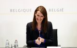 Premier Sophie Wilmès bei der Pressekonferenz des Nationalen Sicherheitsrats am 6. Mai in Brüssel (Bild: François Lenoir//Pool/Belga)