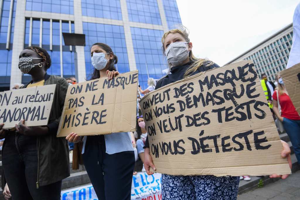 Demo von Pflegekräften in Brüssel (Bild: Laurie Deiffembacq/Belga