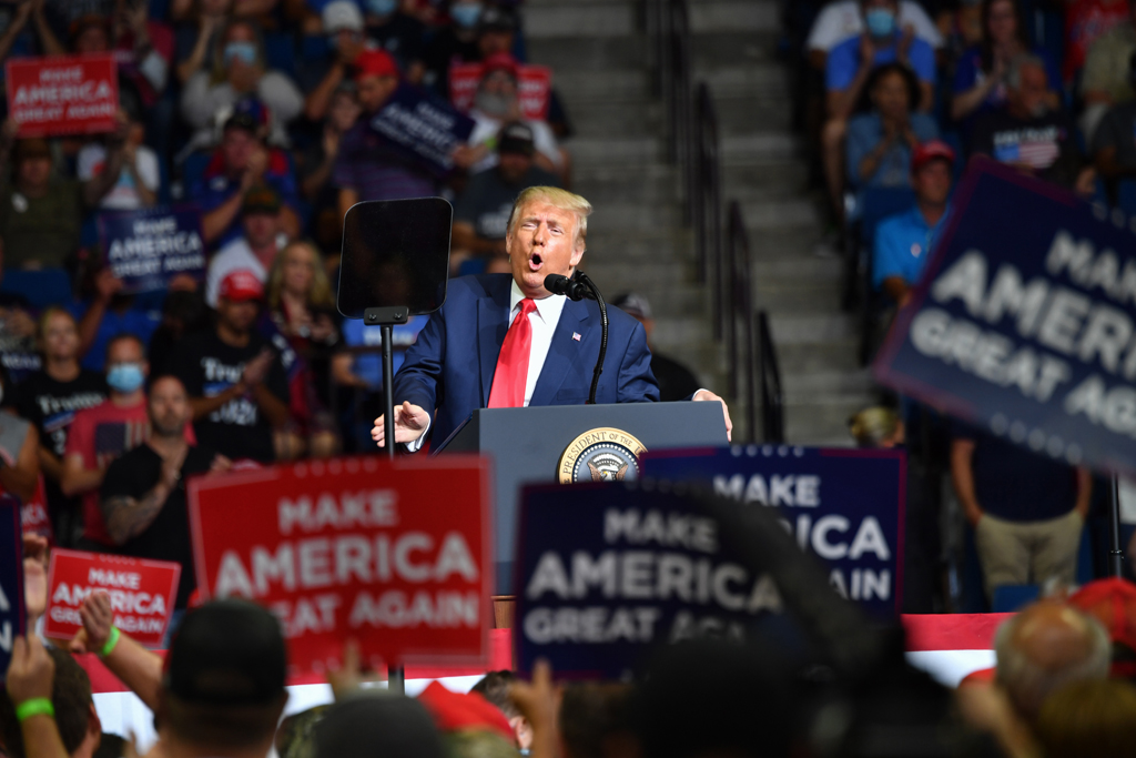 US-Präsident Donald Trump bei der Wahlkampfkundgebung in Tulsa (Bild vom Juni 2020: Nicholas Kamm/AFP)