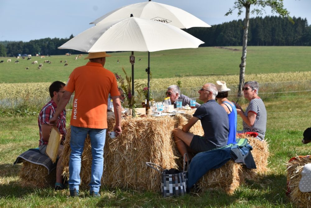 Made in Ostbelgien: Ein reich gedeckter Tisch im Kornfeld (Bild: Chantal Scheuren/BRF)