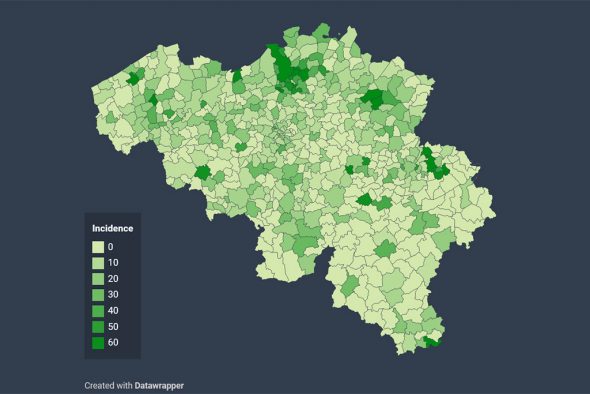 Übersicht der Infektionsfälle pro Gemeinde von Sciensano (29. Juli)