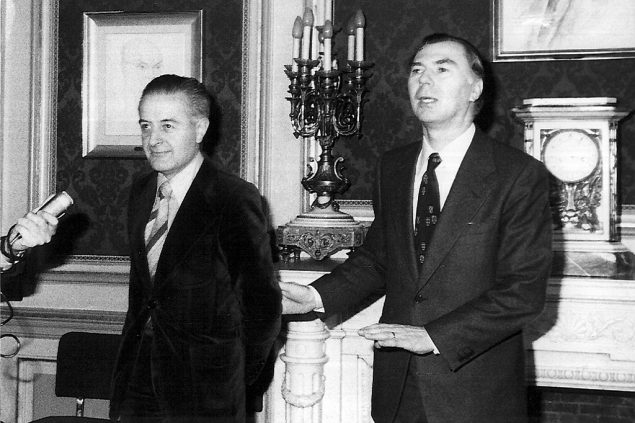 Innenminister Joseph Michel (links), hier mit Premier Tindemans