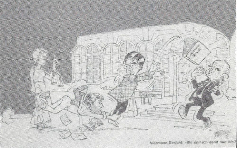 Karikatur zu Niermann (Robert Maaswinkel, Grenzland-Report, 29.6.1990, S. 1)