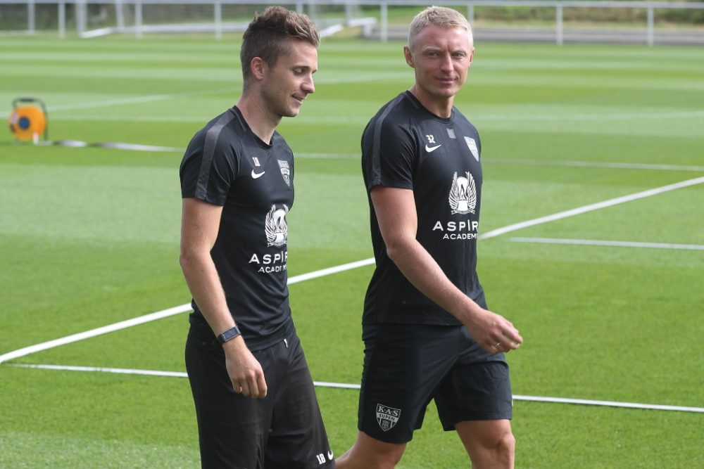 AS-Spieler Nils Schouterden und Andreas Beck (Bild: Bruno Fahy/Belga)