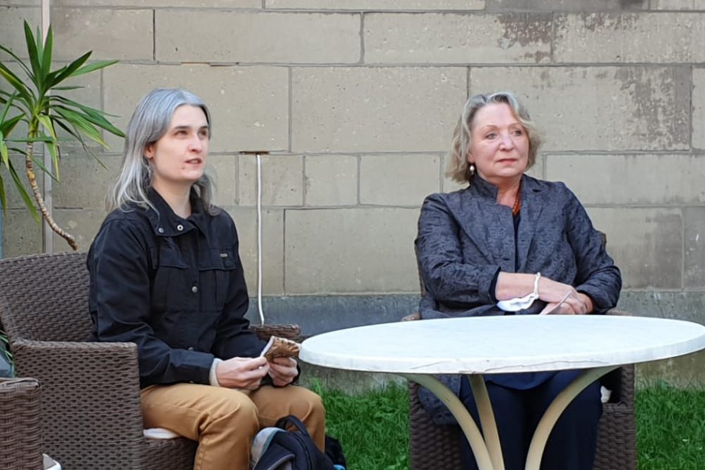 Lea Heuser und Hilde Scheidt von der Vereinigung Aachener Friedenspreis (Bild: Gill Mertens/BRF)