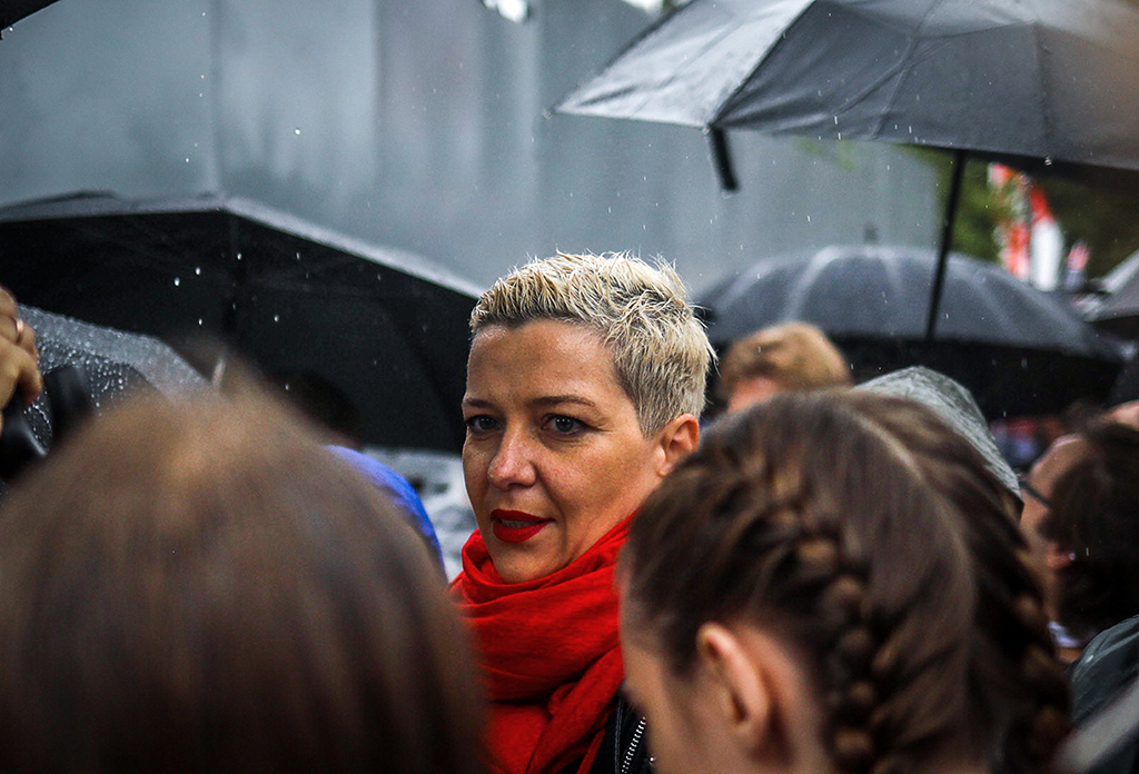 Maria Kolesnikowa am 6.9.2020 bei der Großdemonstration in Minsk (Bild: Tut.By/AFP)