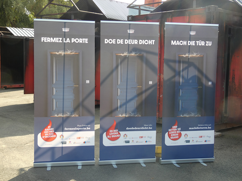 Fermez La Porte - Doe De Deur Dicht - Mach die Tür zu: Vorstellung der Feuerschutz-Kampagne in Antwerpen (Bild: Tijs Vanderstappen/Belga)