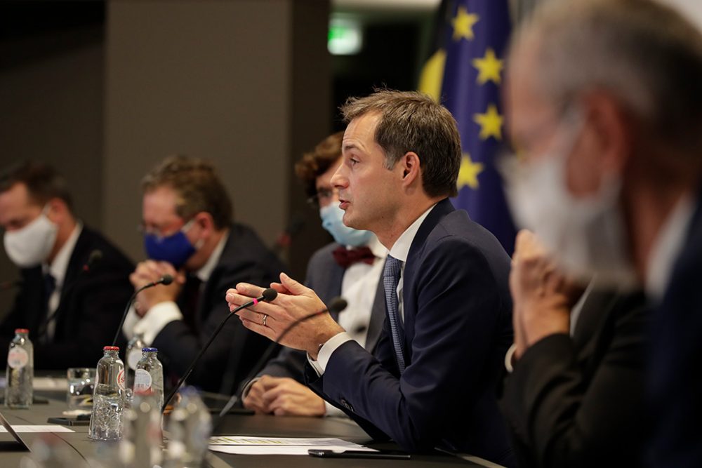 Premier De Croo auf der Pressekonferenz nach einem Konzertierungsausschuss im Oktober 2020 (Archivbild: Stephanie Lecocq/Pool/Belga)