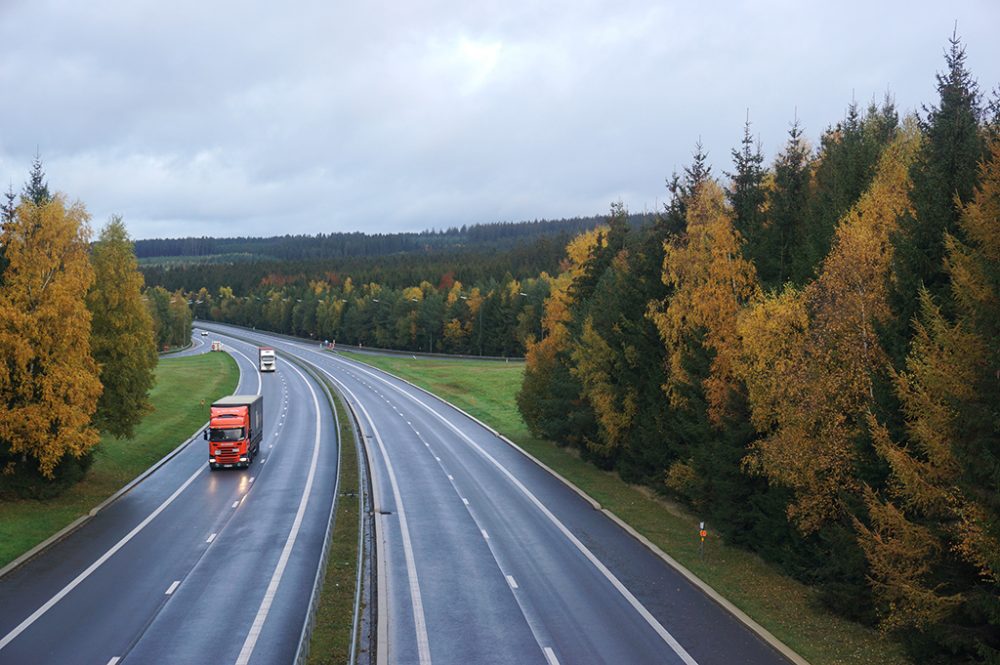 Autobahnauffahrt Kaiserbaracke zwischen Recht und Born, in Richtung Malmedy