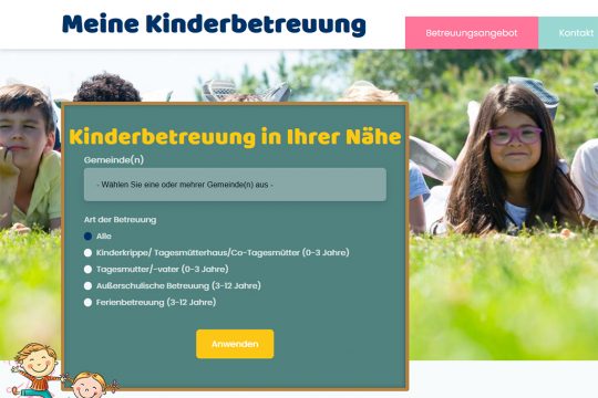 Neues Onlineportal für die Kleinkindbetreuung in der DG (Screenshot)