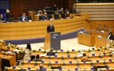 Premier Alexander De Croo bei der Regierungserklärung ... im Europaparlament (Bild: Nicolas Maeterlinck/Belga)
