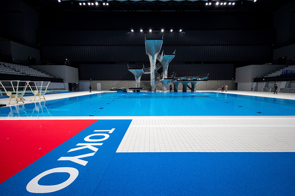 Das Schwimmstadion für die Olympischen Spiele in Tokio (Bild: Behrouz Mehri/AFP)