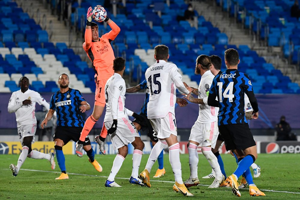 Real-Torhüter Thibaut Courtois bei der Begegnung gegen Inter Mailand (Bild: Pierre-Philippe Marcou/AFP)