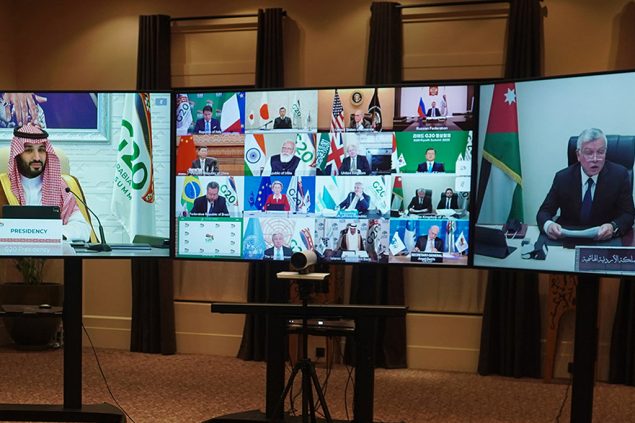 G20-Gipfel virtuell (Bild: Yousef Allan/Jordanian Royal Palace/AFP)