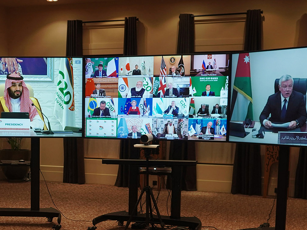 G20-Gipfel virtuell (Bild: Yousef Allan/Jordanian Royal Palace/AFP)