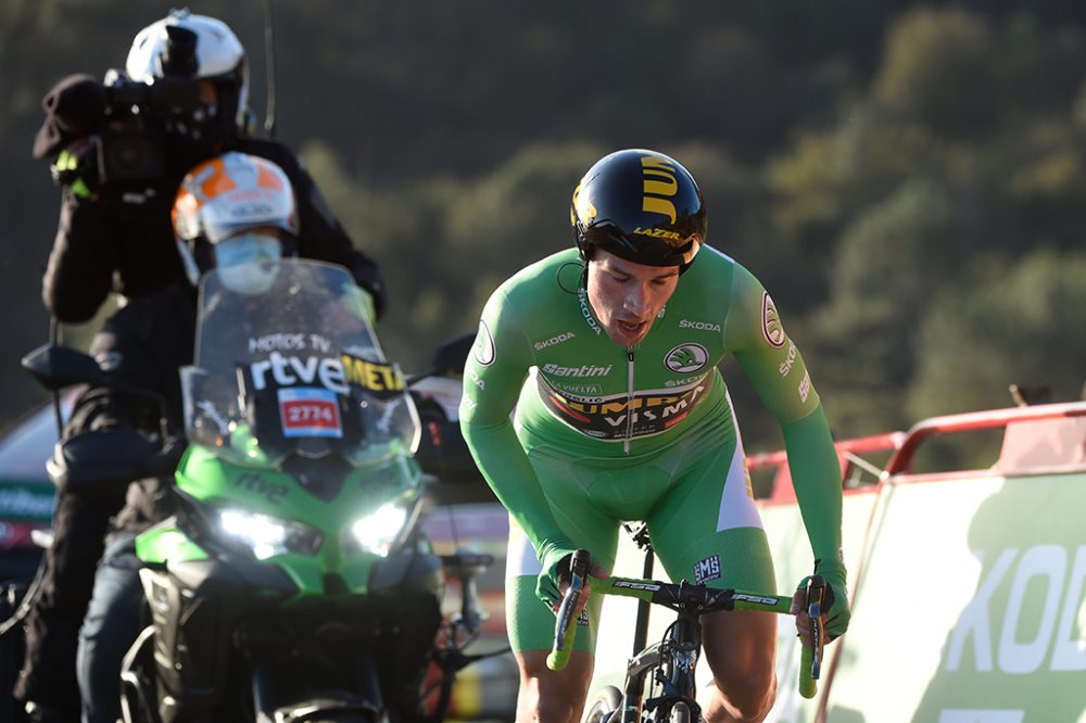 Primoz Roglic beim Zeitfahren der Vuelta am Dienstag (Bild: Miguel Riopa/AFP)