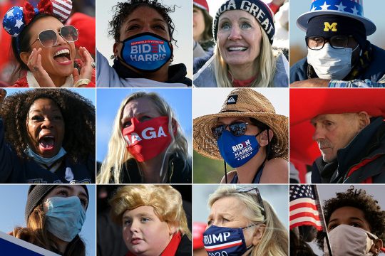 Unterstützer von Trump und Biden bei verschiedenen Wahlkampfveranstaltungen in den "Swing States" (Bild: AFP)