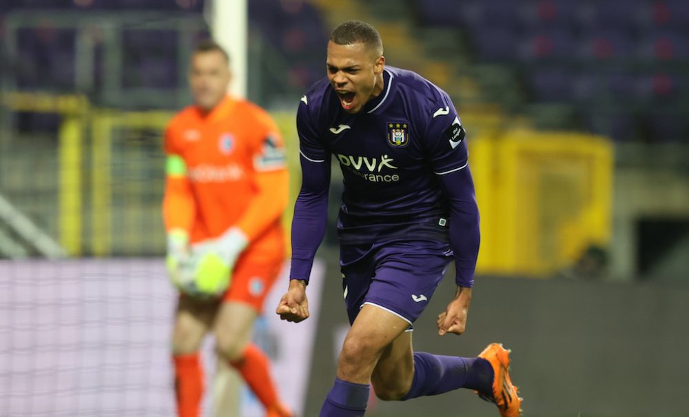 Lukas Nmecha jubelt nach seinem Treffer (Bild: Virginie Lefour/Belga)