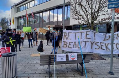 Demonstration von Frisören und Kosmetikern am 5. Dezember in St. Vith (Bild: privat)