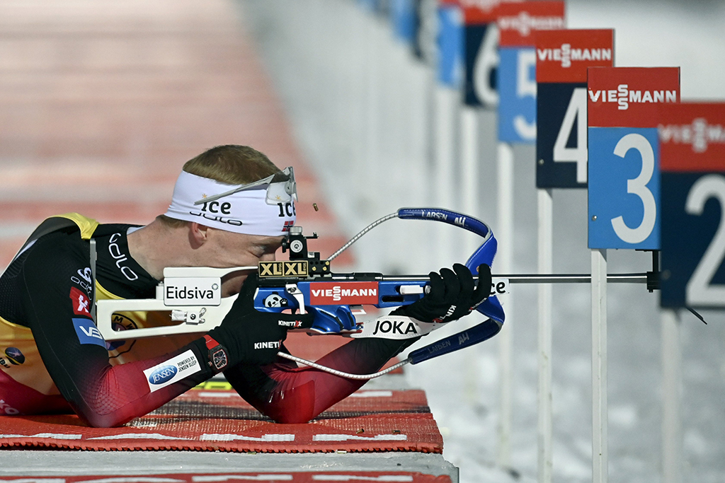 Johannes Thingnes Boe wurde Dritter im Sprint über zehn Kilometer (Bild: Antti Aimo Koivisto Lehtikuva/AFP)