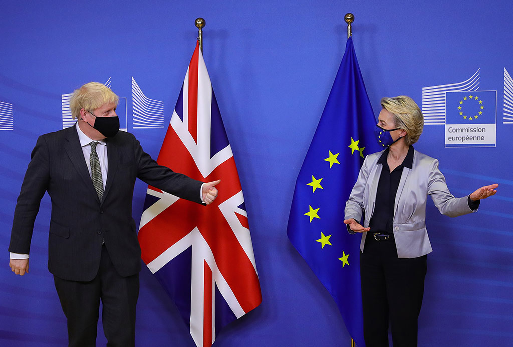 Großbritanniens Premier Johnson und EU-Kommissionspräsidentin von der Leyen in Brüssel (Archivbild: Aaron Chown/Pool/AFP)