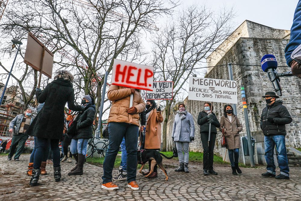 Protest ehemaliger Mega-World-Mitarbeiter am 26. Januar in Namur (Bild: Bruno Fahy/Belga)