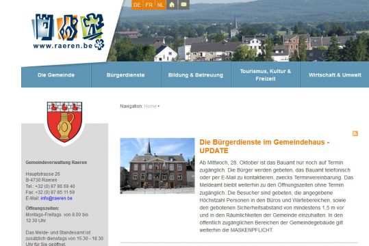 Bisherige Webseite der Gemeinde Raeren