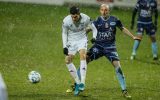 Eupen's Stef Peeters and Mouscron's Christophe Lepoint fight for the ball during a soccer match between KAS Eupen and Royal Excel Mouscron, Saturday 30 January 2021 in Eupen, on day 23 of the 'Jupiler Pro League' first division of the Belgian championship. BELGA PHOTO BRUNO FAHY