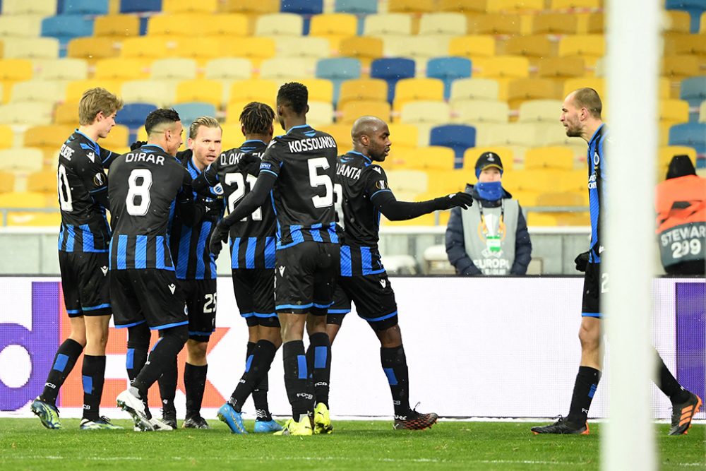 Europa League: Spieler von Club Brugge während der Partie gegen Dynamo Kiew (Bild: Sergej Supinsky/AFP)