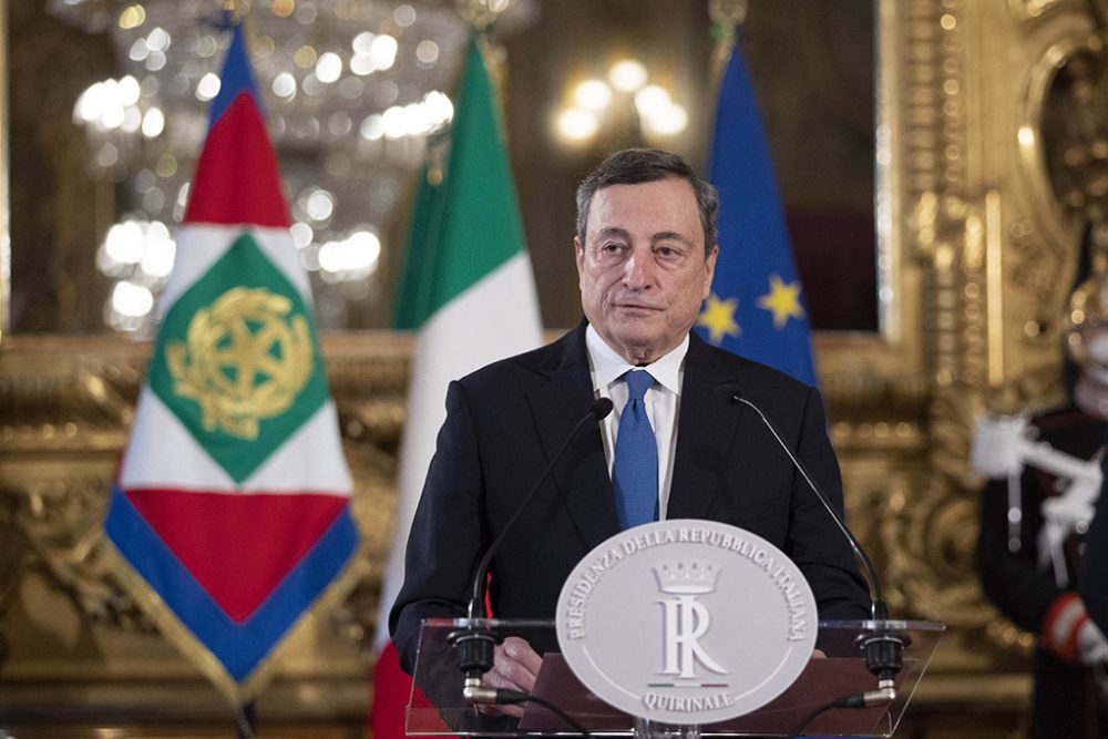 Mario Draghi bei einer Pressekonferenz am 3. Februar (Bild: Alessandra Tarantino/AFP)