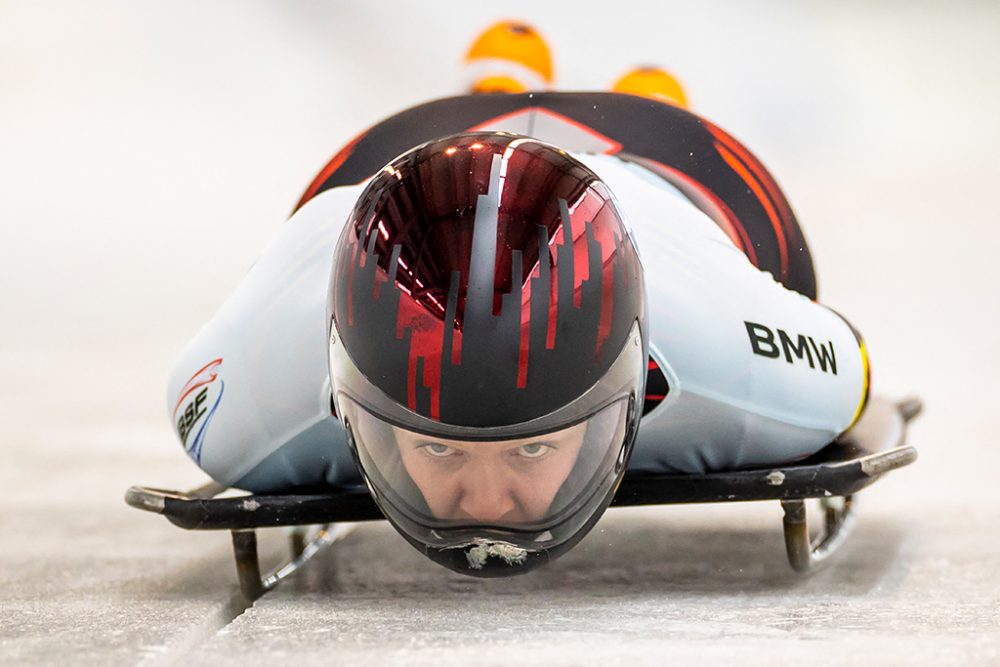 Kim Meylemans bei der Skeleton-WM in Altenberg am 11. Februar (Bild: Odd Andersen/AFP)