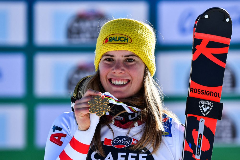 Katharina Liensberger ist Weltmeisterin im Slalom (Bild: Andreas Solaro/AFP.).