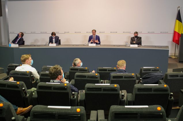 Pressekonferenz nach dem Konzertierungsausschuss (Bild: Olivier Matthys/POOL/Belga)