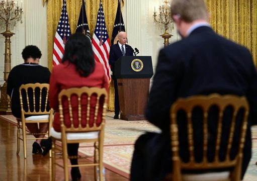 US-Präsident Joe Biden bei seiner ersten Pressekonferenz