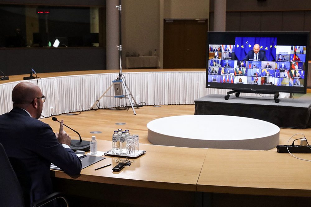 EU-Ratschef Charles Michel beim Gipfel am Donnerstag (Bild: Yves Herman/AFP)