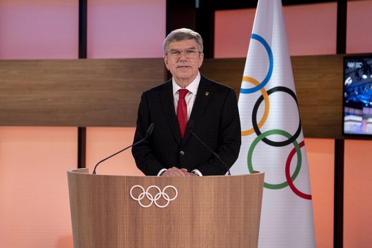 Thomas Bach bei der IOC-Sitzung in Lausanne am Mittwoch (Bild: Greg Martin/IOC/AFP)