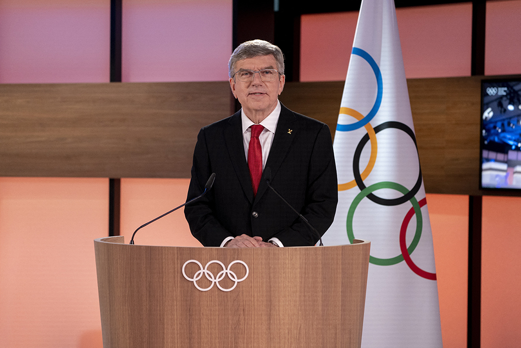 Thomas Bach bei der IOC-Sitzung in Lausanne am Mittwoch (Bild: Greg Martin/IOC/AFP)