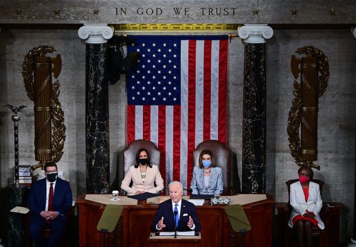 US-Präsident Joe Biden in seiner ersten Rede vor dem Kongress (Bild: Jim Watson/AFP)
