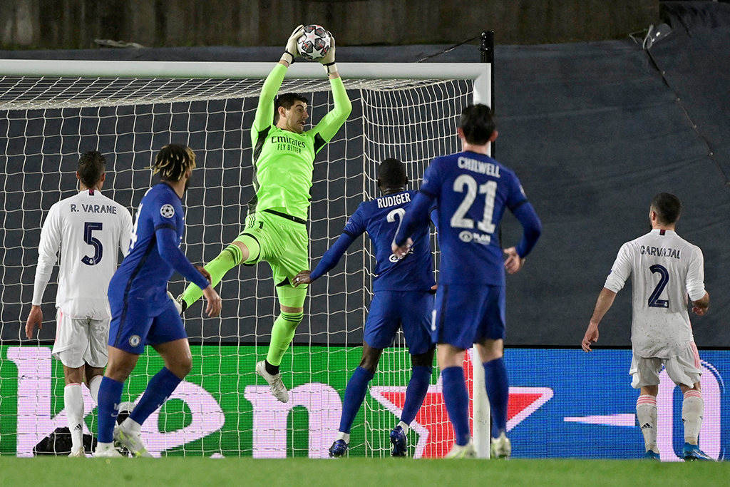 Nur 1:1 im Halbfinal-Hinspiel für Thibaut Courtois und Real Madrid (Bild: Javier Solano/AFP)
