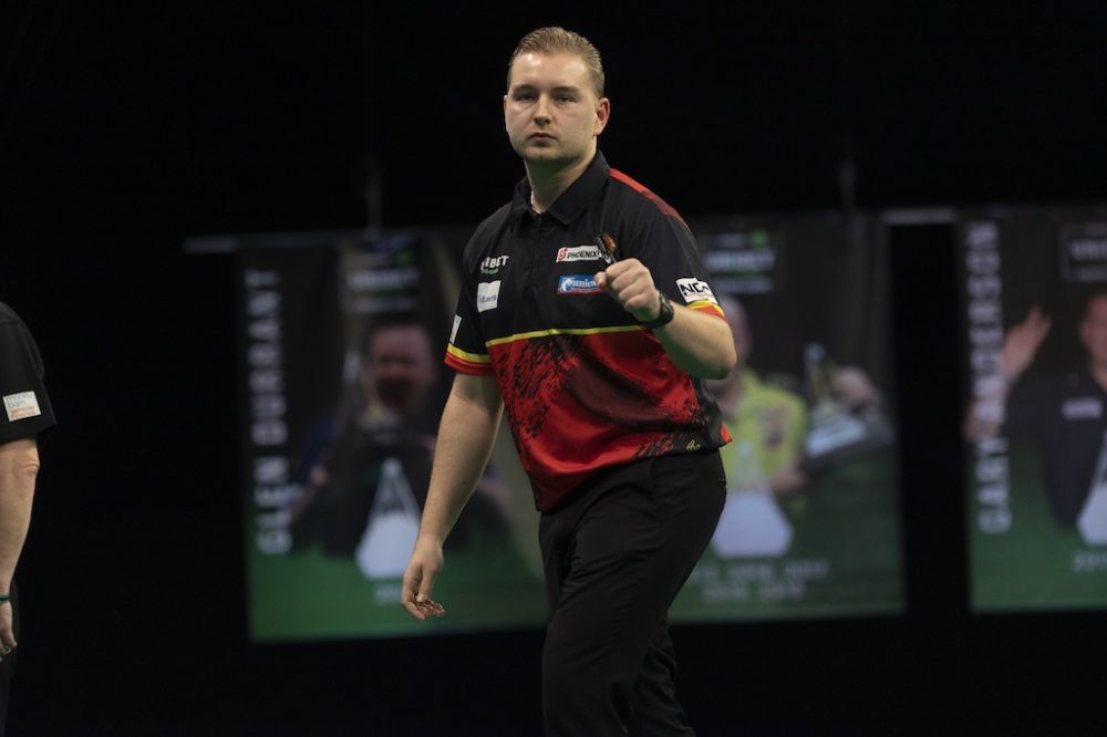 Dimitri Van den Bergh verpasste die Titelverteidigung beim World Matchplay (Bild: Lawrence Lustig/ PDC)