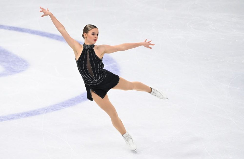 Eiskunstläuferin Loena Hendrickx bei der WM in Stockholm (Bild: Jonathan Nackstrand/AFP)