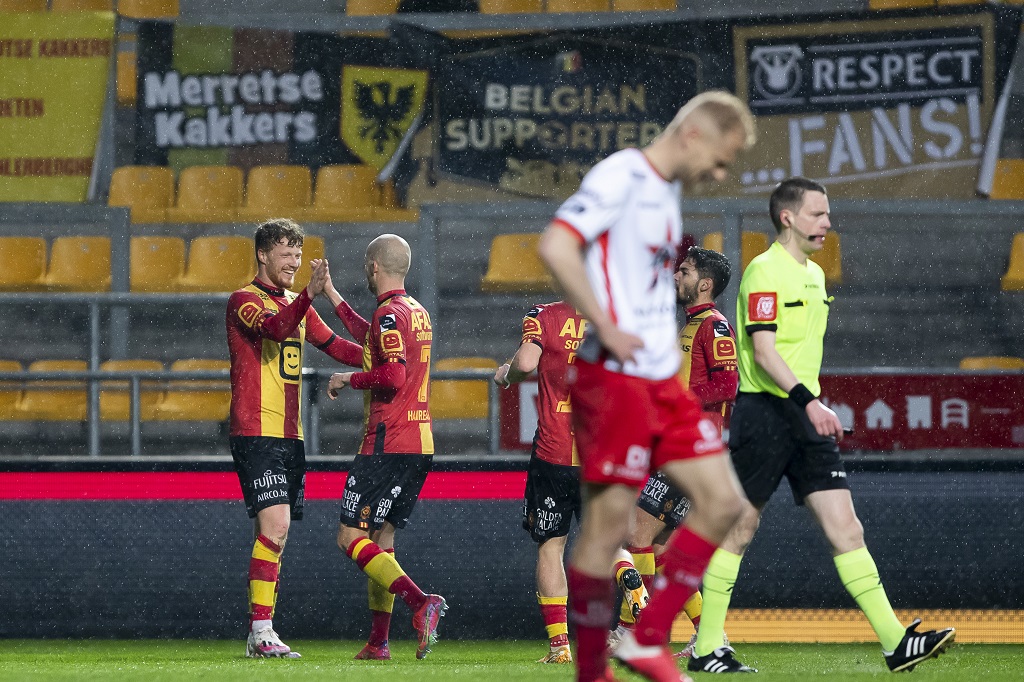 Mit einem 4:2-Sieg gegen Zulte Waregem wahrte der KV Mechelen seine Chancen auf die Play-off II (Bild: Kristof van Accom/Belga).