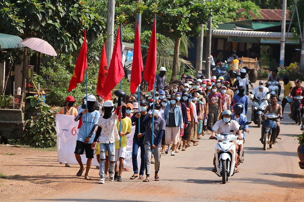 Demonstration in Launglone, Dawei, Myanmar am 10. April (Bild: Dawei Watch/AFP)