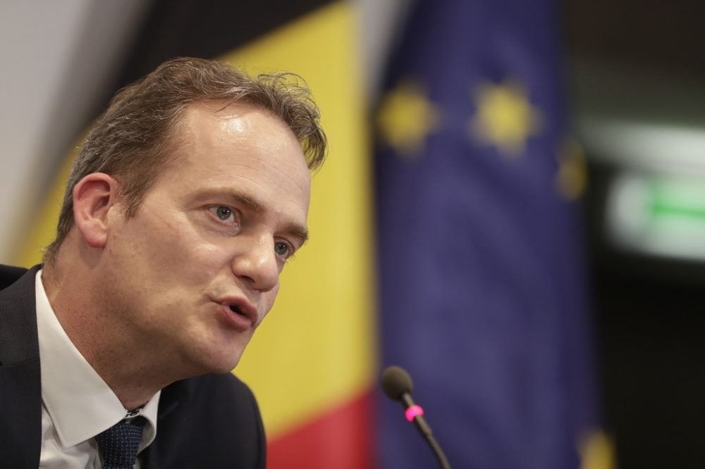 Oliver Paasch bei der Pressekonferenz nach dem Konzertierungsausschuss am 23. April (Bild: Stephanie Lecocq/Belga)